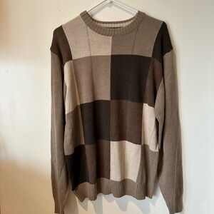 Oscar de la Renta Men's Color Block Sweater - Brown and Tan